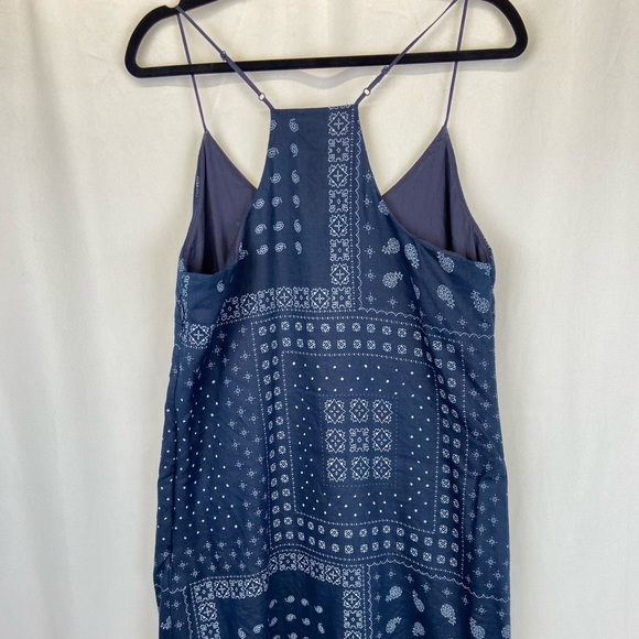 EUC J. Crew Linen Blend Blue Bandana Print T Back Dress Cotton Lined Size 14 - Picture 12 of 12